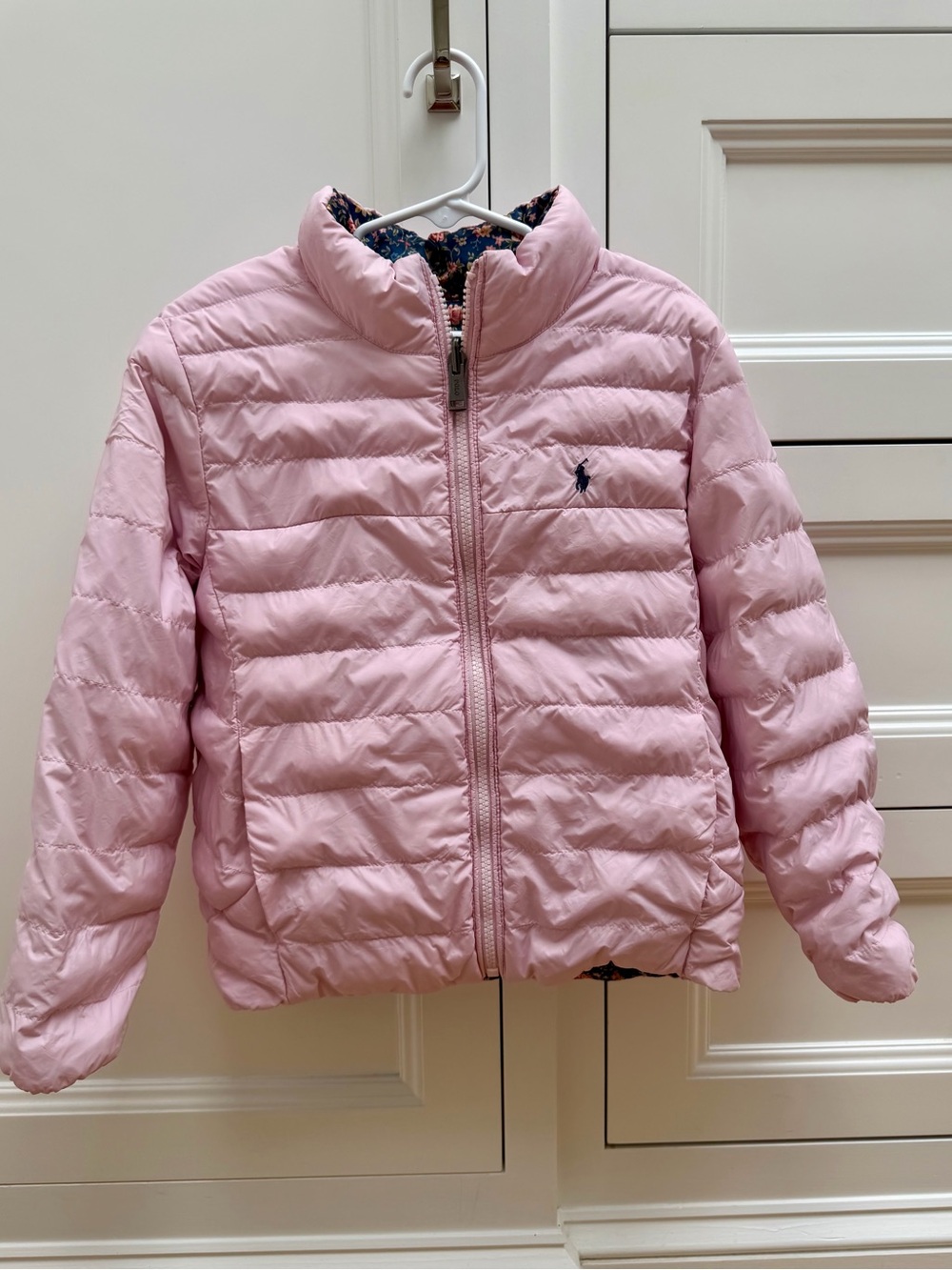 Polo Ralph Lauren Girls Reversible Puffer Jacket Pink Floral Size 6 - 7 - Picture 2 of 12